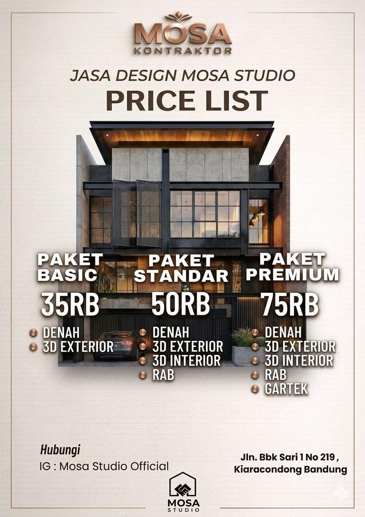 Pricelist Mosa Studio
